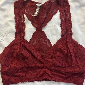 Free People Lace Bralette in Deep Red